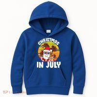 Christmas In July Retro Santa Sunset Kids Hoodie thumb 0