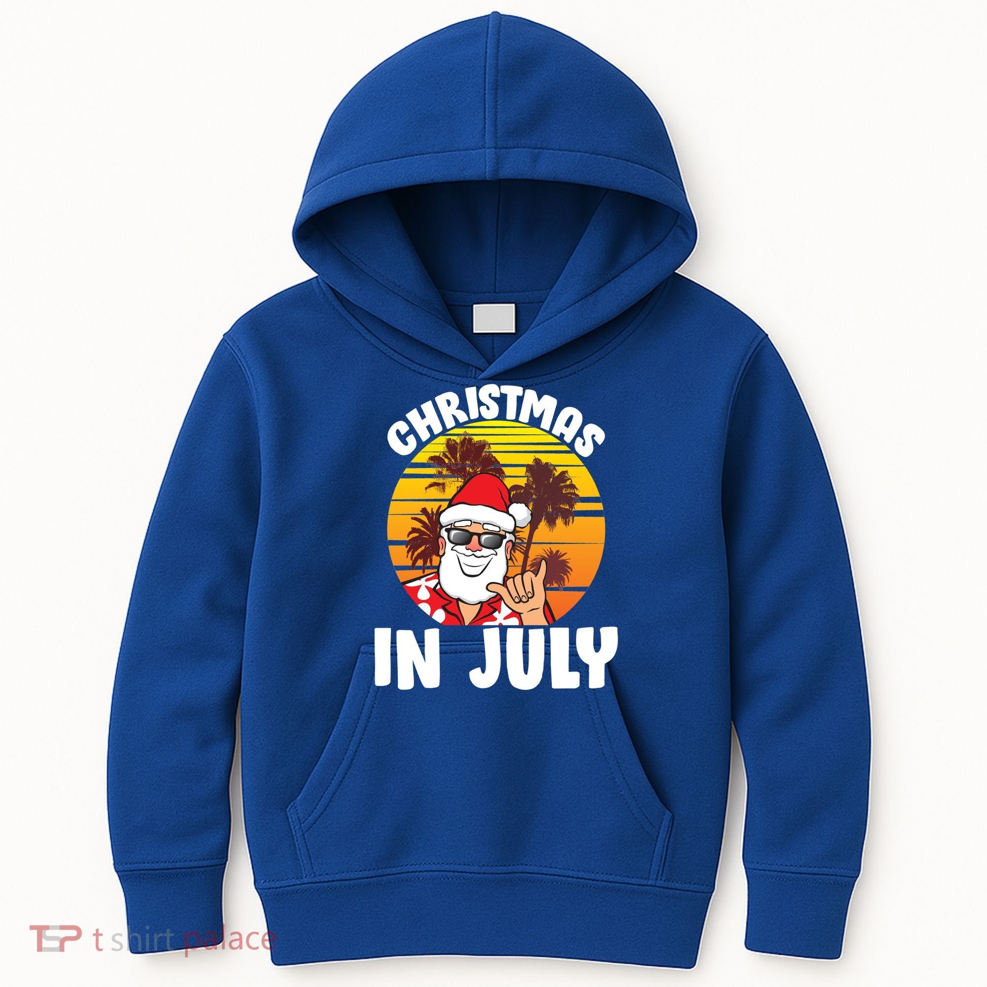 Christmas In July Retro Santa Sunset Kids Hoodie