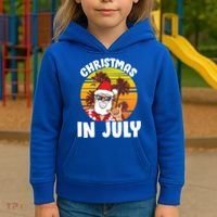 Christmas In July Retro Santa Sunset Kids Hoodie thumb 3
