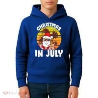 Christmas In July Retro Santa Sunset Kids Hoodie thumb 4