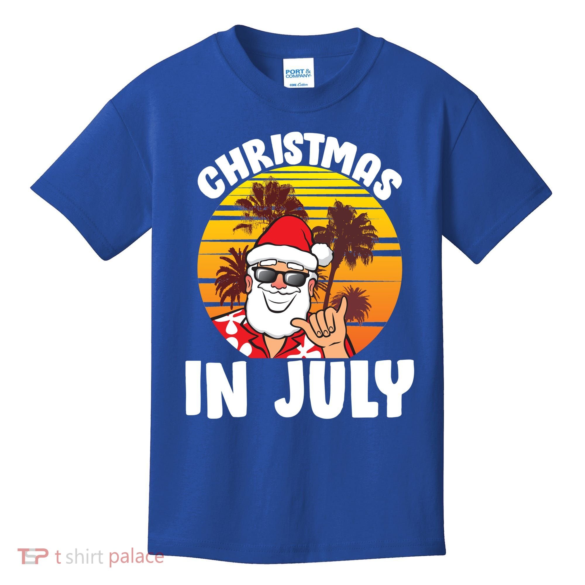 Christmas In July Retro Santa Sunset Kids T-Shirt