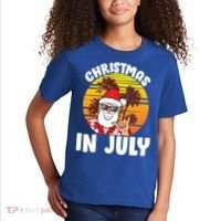Christmas In July Retro Santa Sunset Kids T-Shirt thumb 2