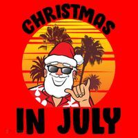 Christmas In July Retro Santa Sunset Santa Hat thumb 1