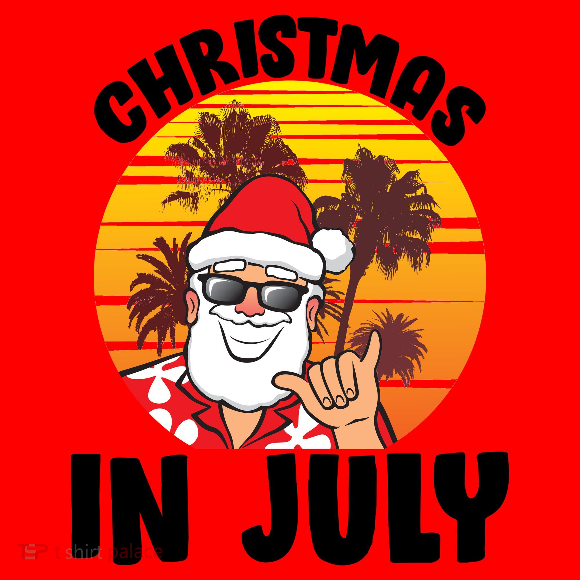 Christmas In July Retro Santa Sunset Santa Hat
