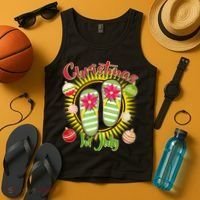 Christmas In July Summer Flip Flops Tank Top thumb 4