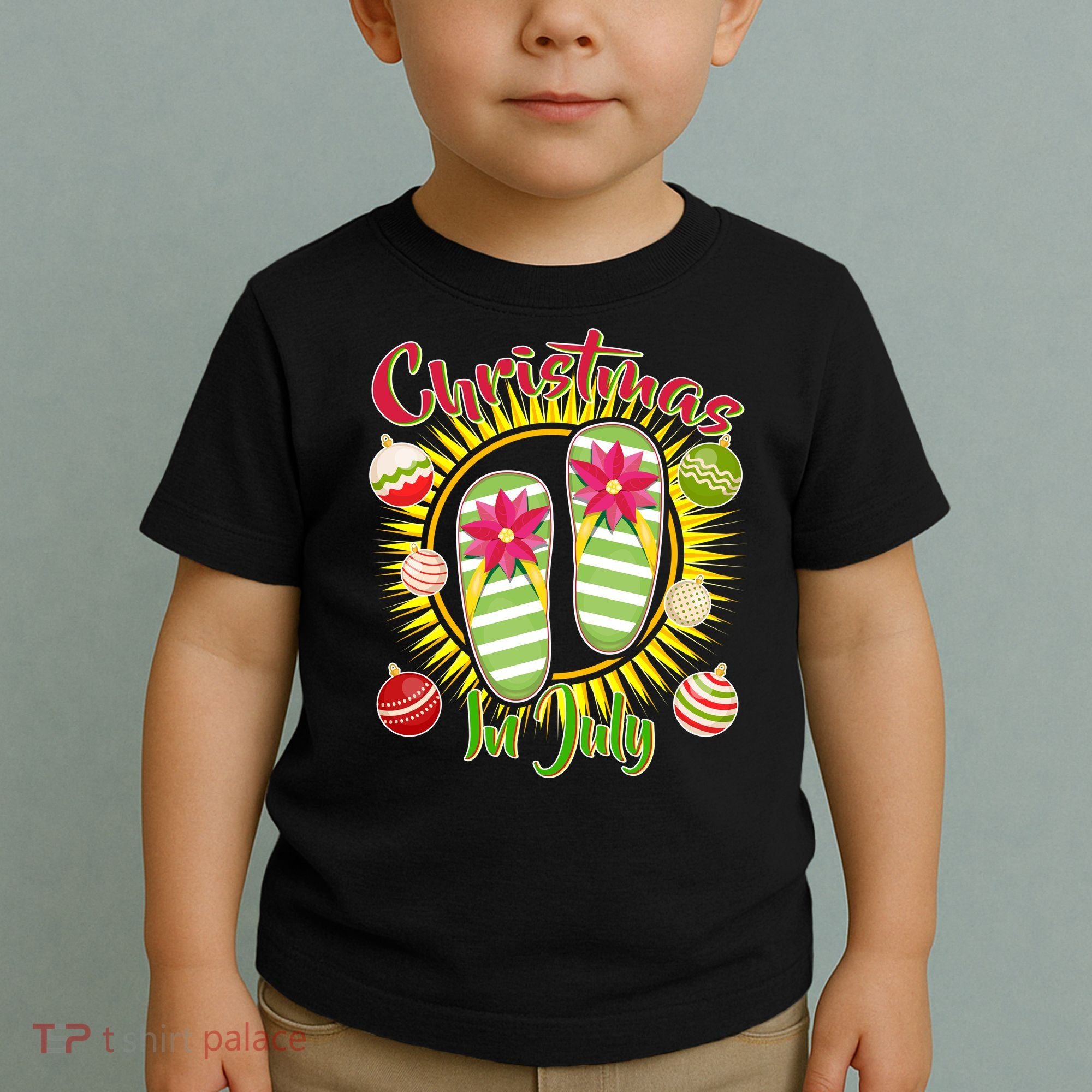 Christmas In July Summer Flip Flops Toddler T-Shirt