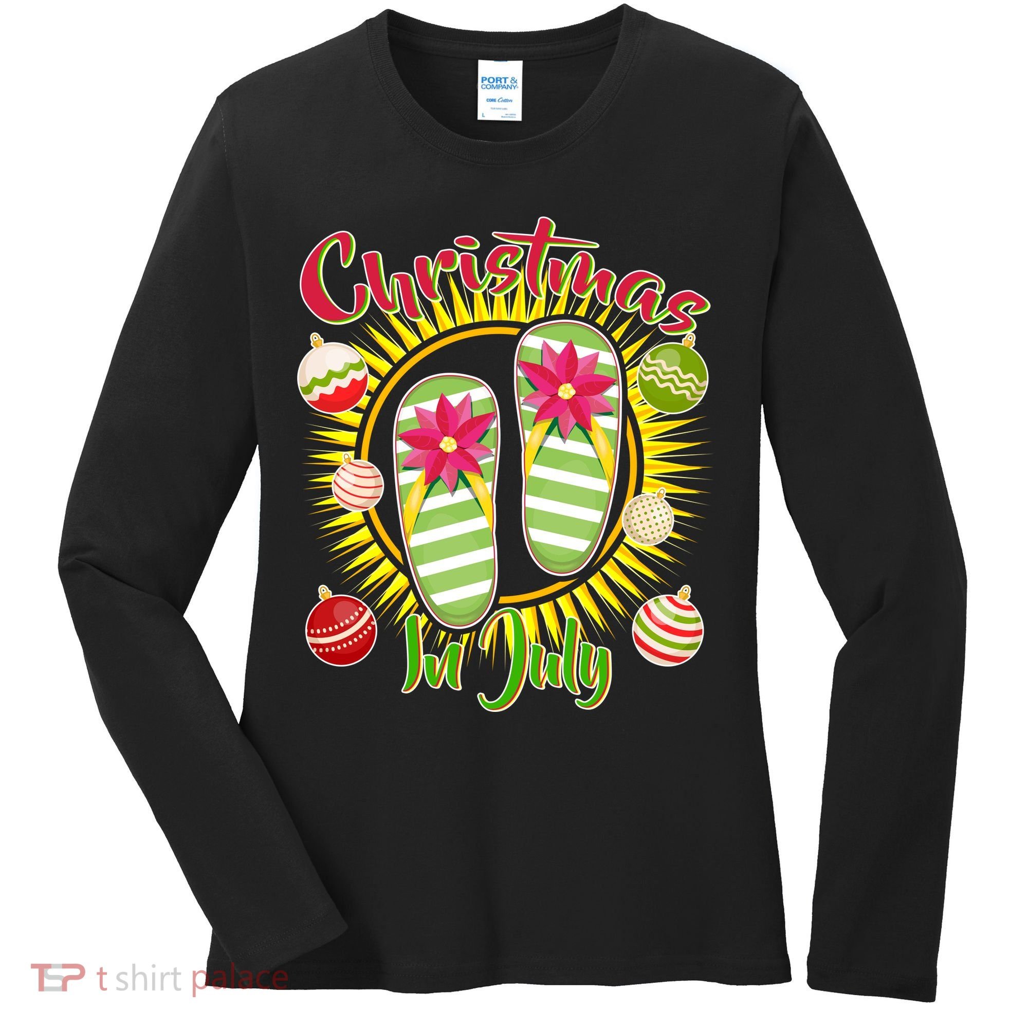 Christmas In July Summer Flip Flops Women's Long Sleeve Shirt