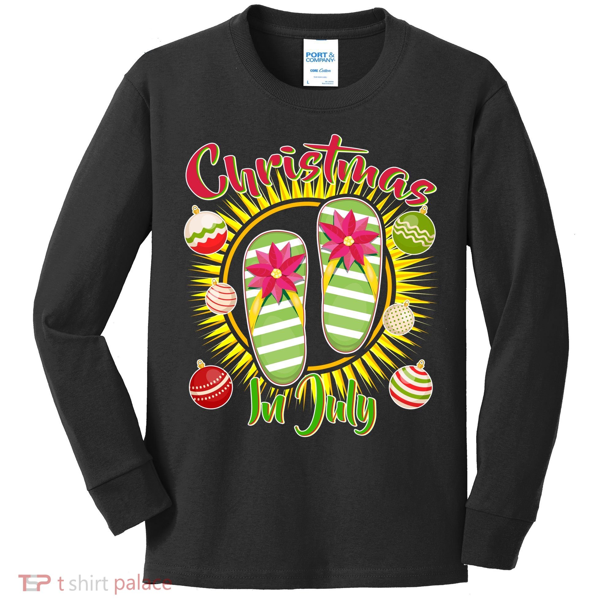 Christmas In July Summer Flip Flops Kids Long Sleeve Shirt