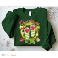Christmas In July Summer Flip Flops Sweatshirt thumb 2