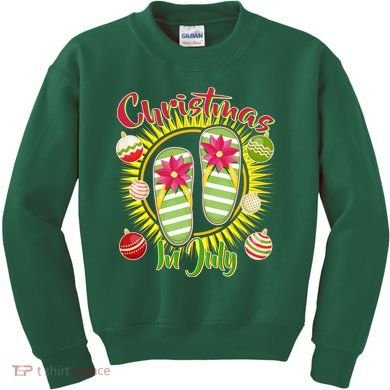 Christmas In July Summer Flip Flops Kids Sweatshirt