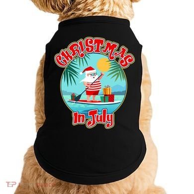 Christmas In July Surfer Santa Claus  Doggie Tank