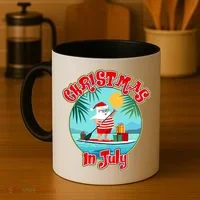 Christmas In July Surfer Santa Claus  Coffee Mug thumb 4