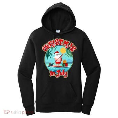 Christmas In July Surfer Santa Claus  Women's Hoodie