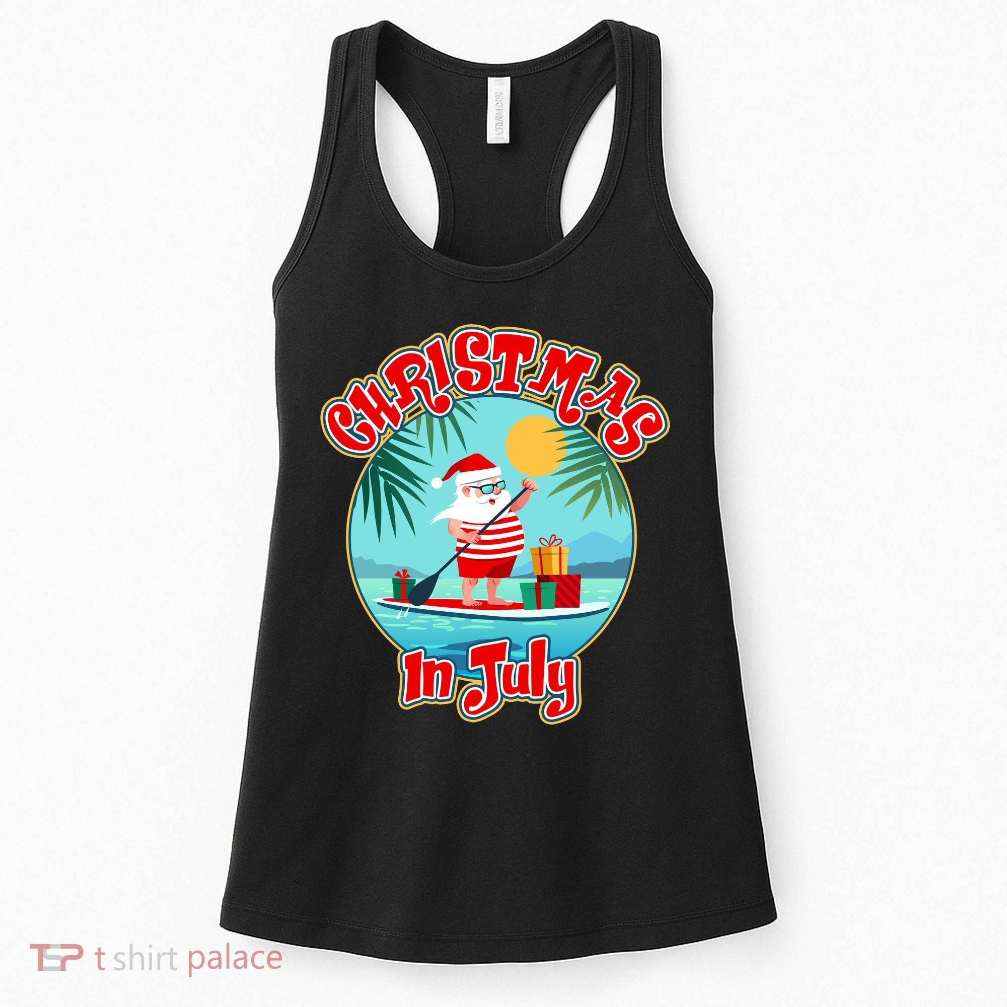 Christmas In July Surfer Santa Claus  Women's Tank Top