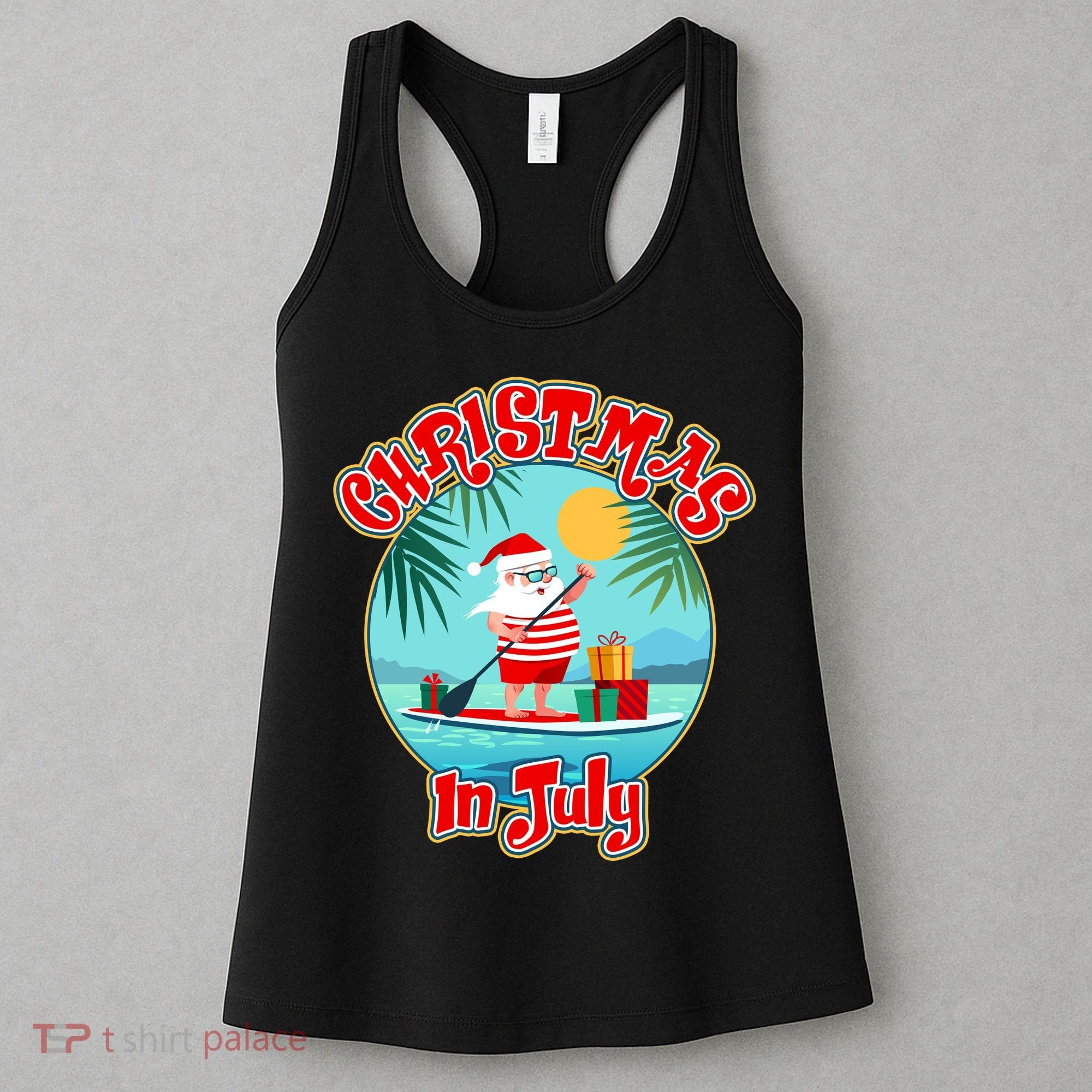 Christmas In July Surfer Santa Claus  Women's Tank Top