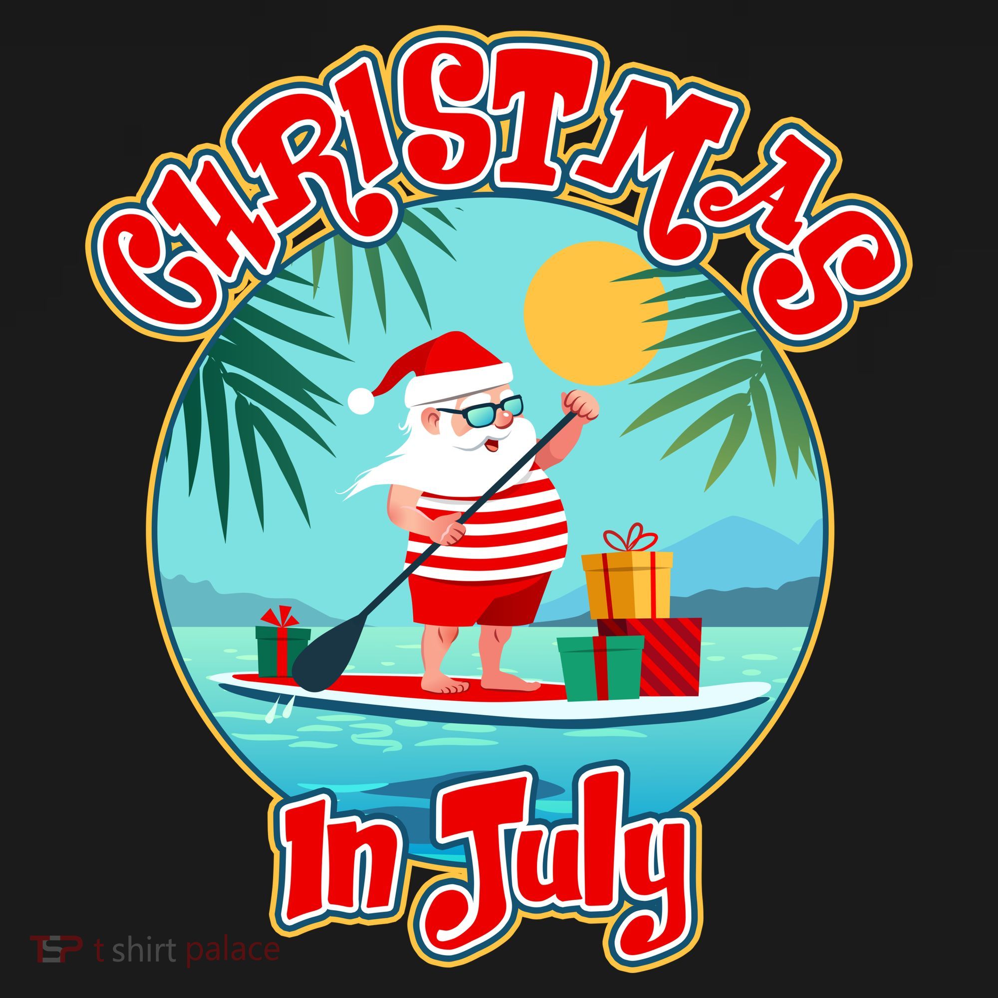 Christmas In July Surfer Santa Claus  Women's Tank Top