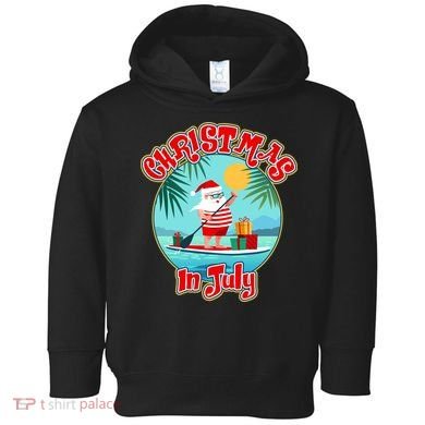 Christmas In July Surfer Santa Claus  Toddler Hoodie