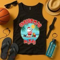 Christmas In July Surfer Santa Claus  Tank Top thumb 4
