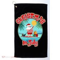 Christmas In July Surfer Santa Claus  Golf Towel thumb 0