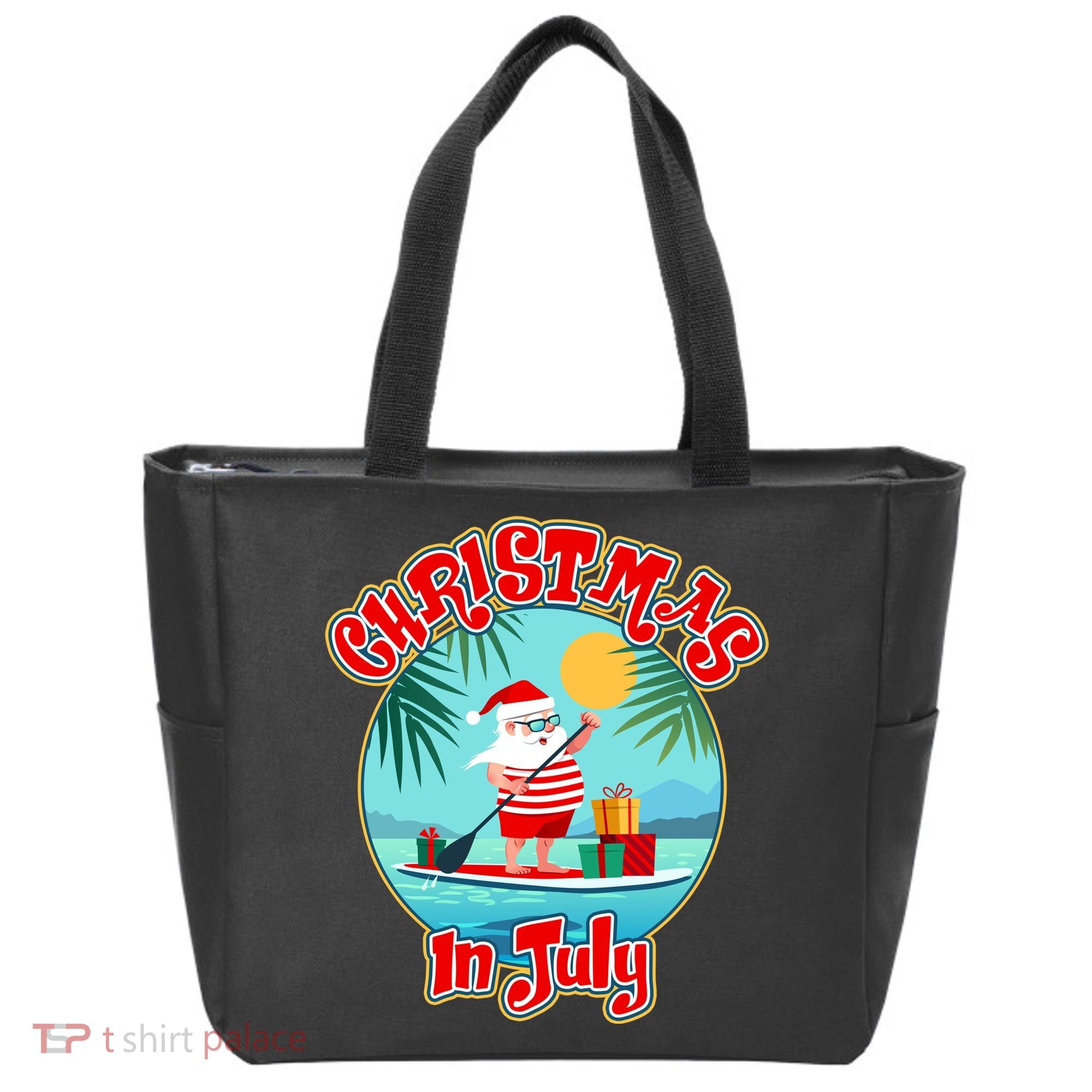 Christmas In July Surfer Santa Claus  Tote Bag