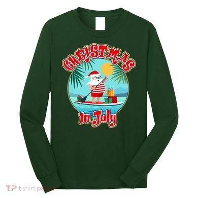 Christmas In July Surfer Santa Claus  Long Sleeve Shirt