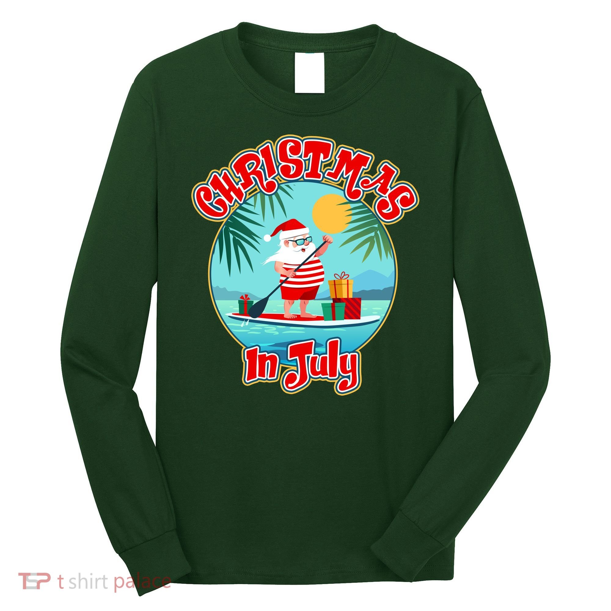 Christmas In July Surfer Santa Claus  Long Sleeve Shirt