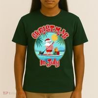 Christmas In July Surfer Santa Claus  T-Shirt thumb 4