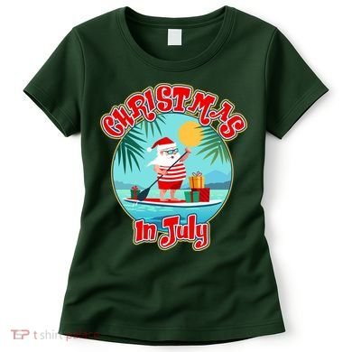 Christmas In July Surfer Santa Claus  Women's T-Shirt