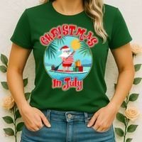 Christmas In July Surfer Santa Claus  Women's T-Shirt thumb 2