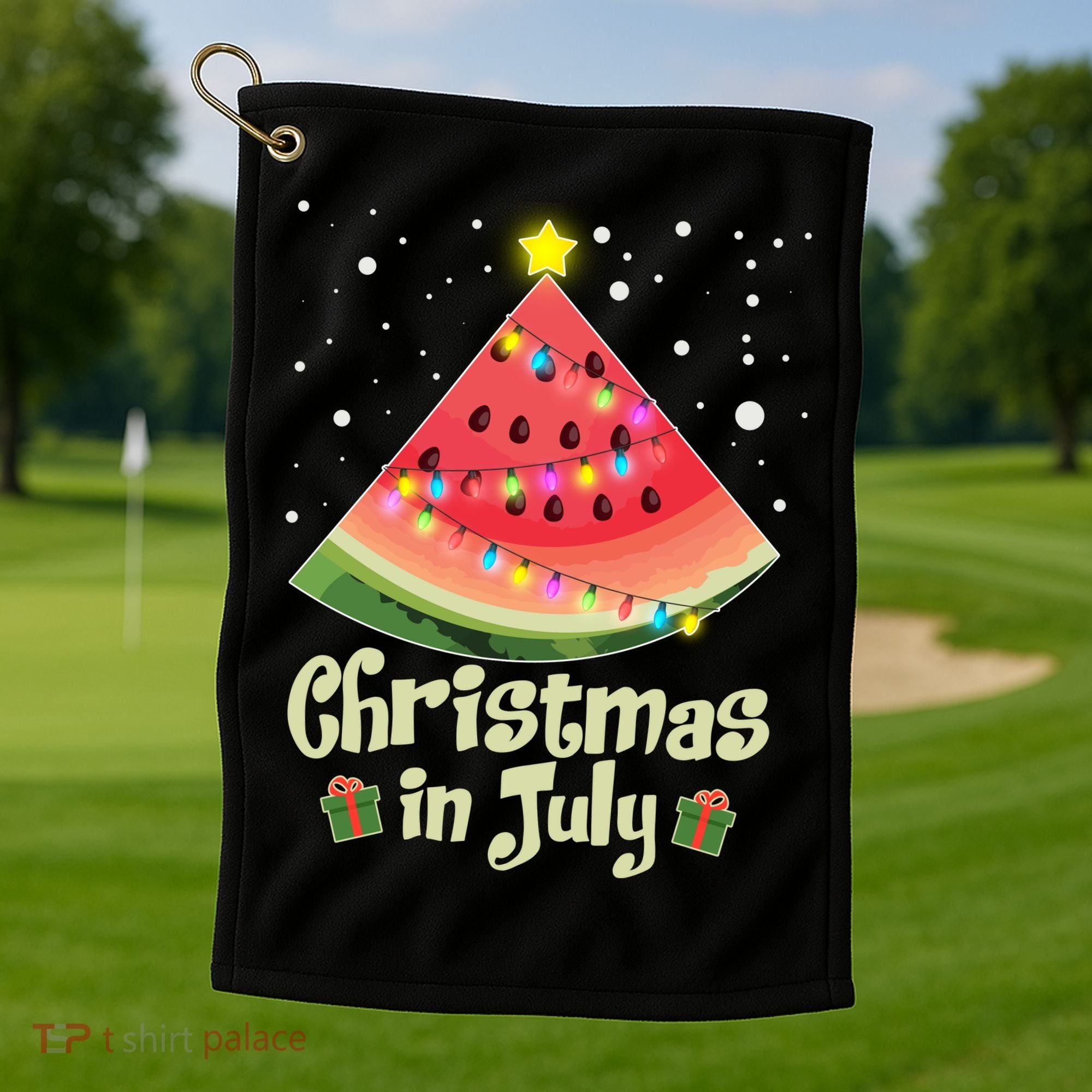 Christmas In July Watermellon Tree Golf Towel