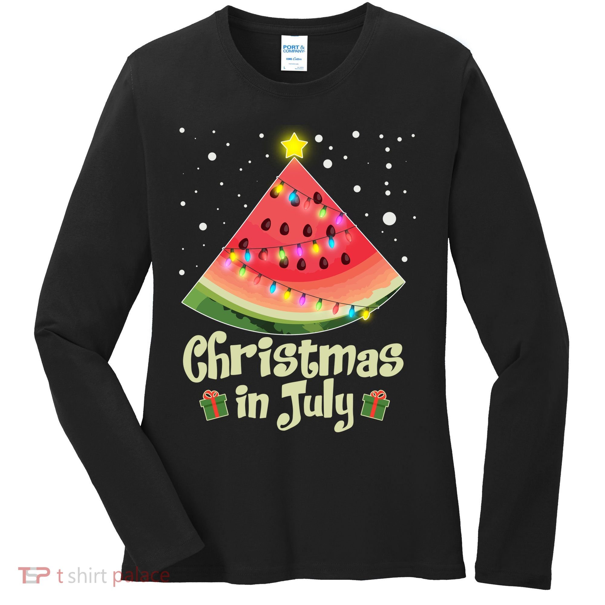 Christmas In July Watermellon Tree Women's Long Sleeve Shirt