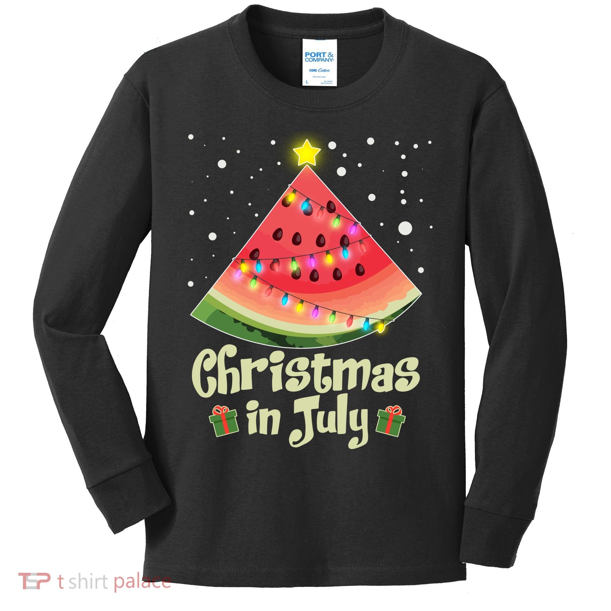 Christmas In July Watermellon Tree Kids Long Sleeve Shirt