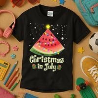 Christmas In July Watermellon Tree Kids T-Shirt thumb 3