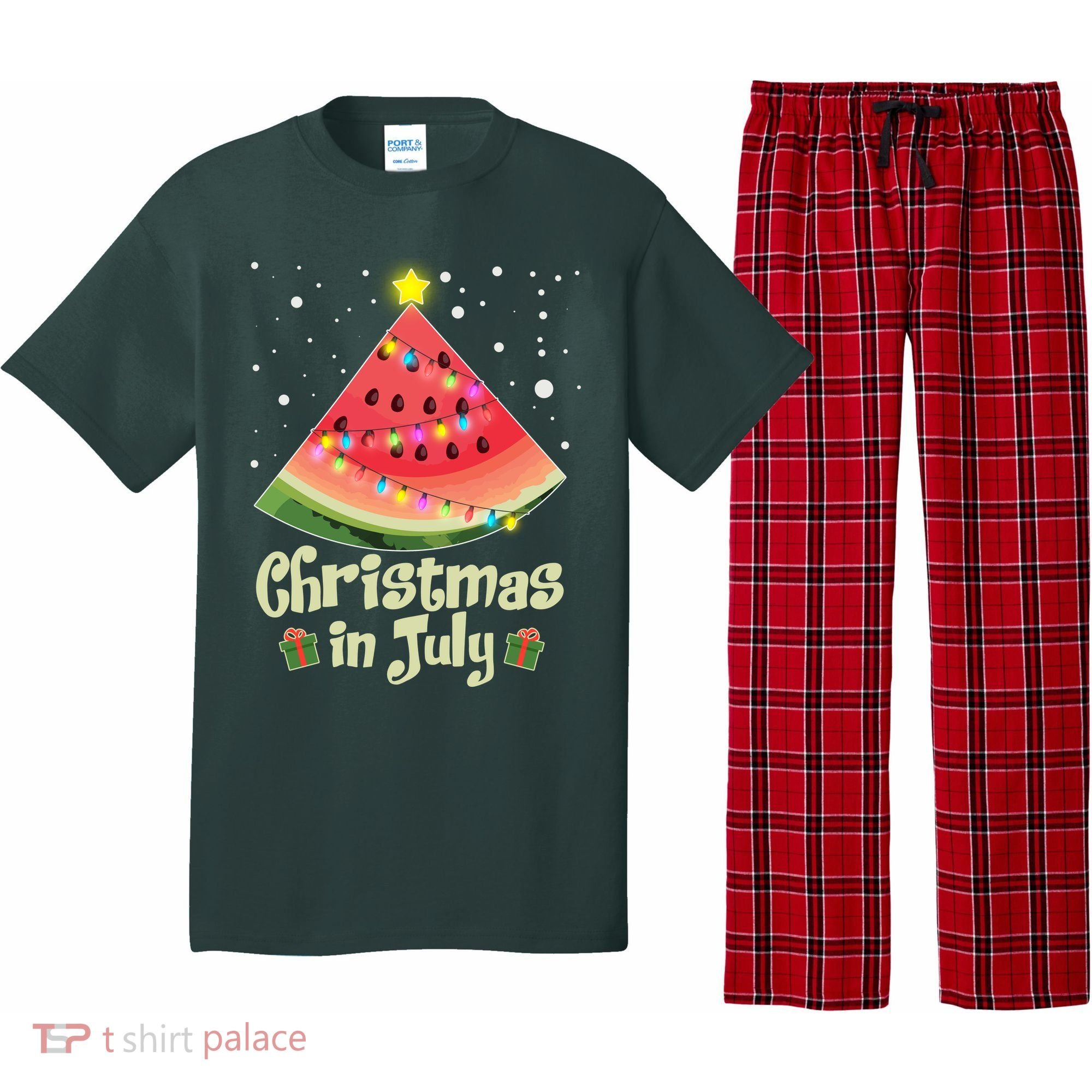 Christmas In July Watermellon Tree Pajama Set
