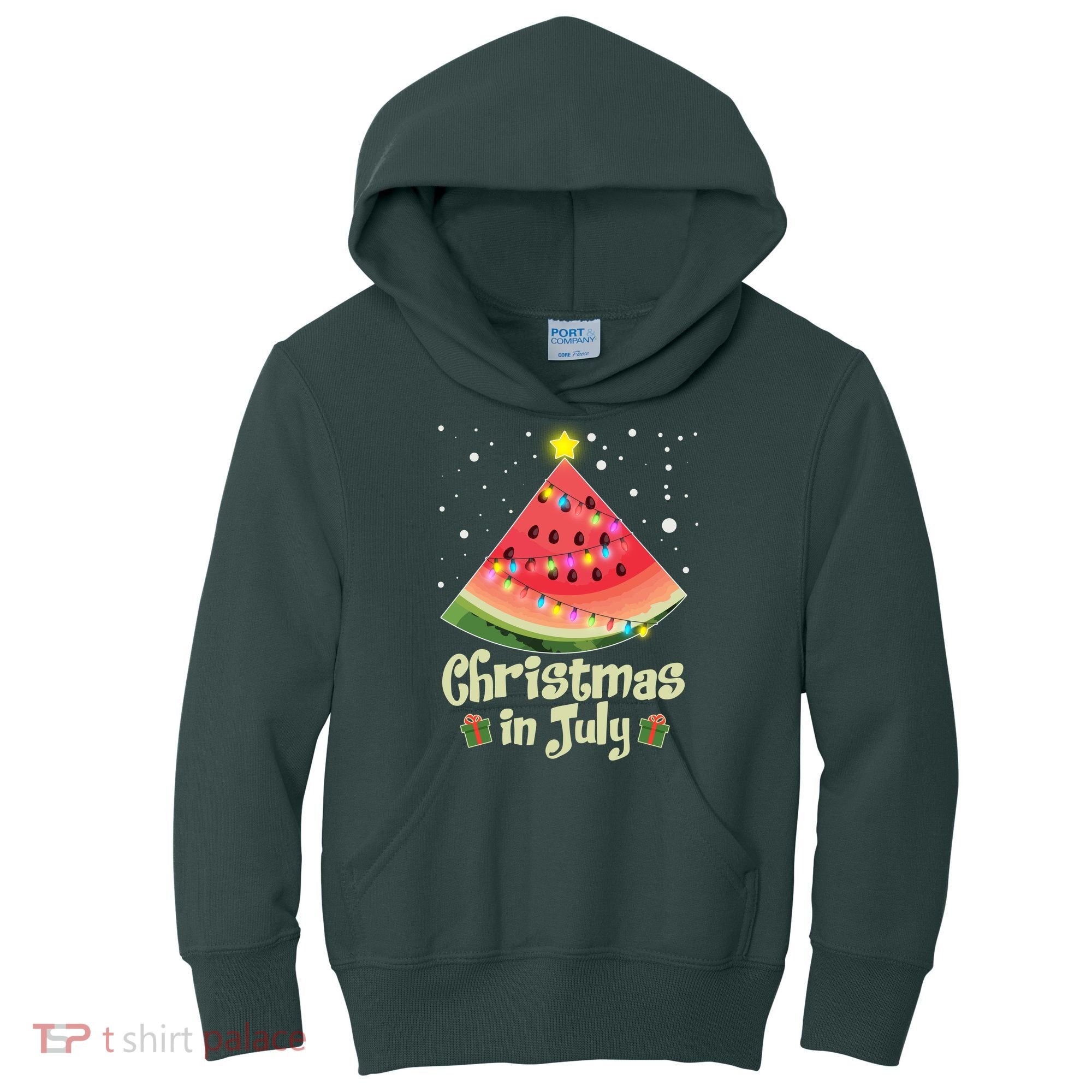 Christmas In July Watermellon Tree Kids Hoodie