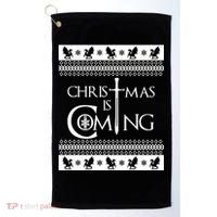 Christmas Is Coming Ugly Golf Towel thumb 0