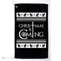 Christmas Is Coming Ugly Golf Towel thumb 0