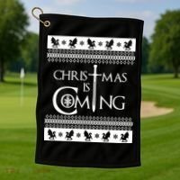 Christmas Is Coming Ugly Golf Towel thumb 1
