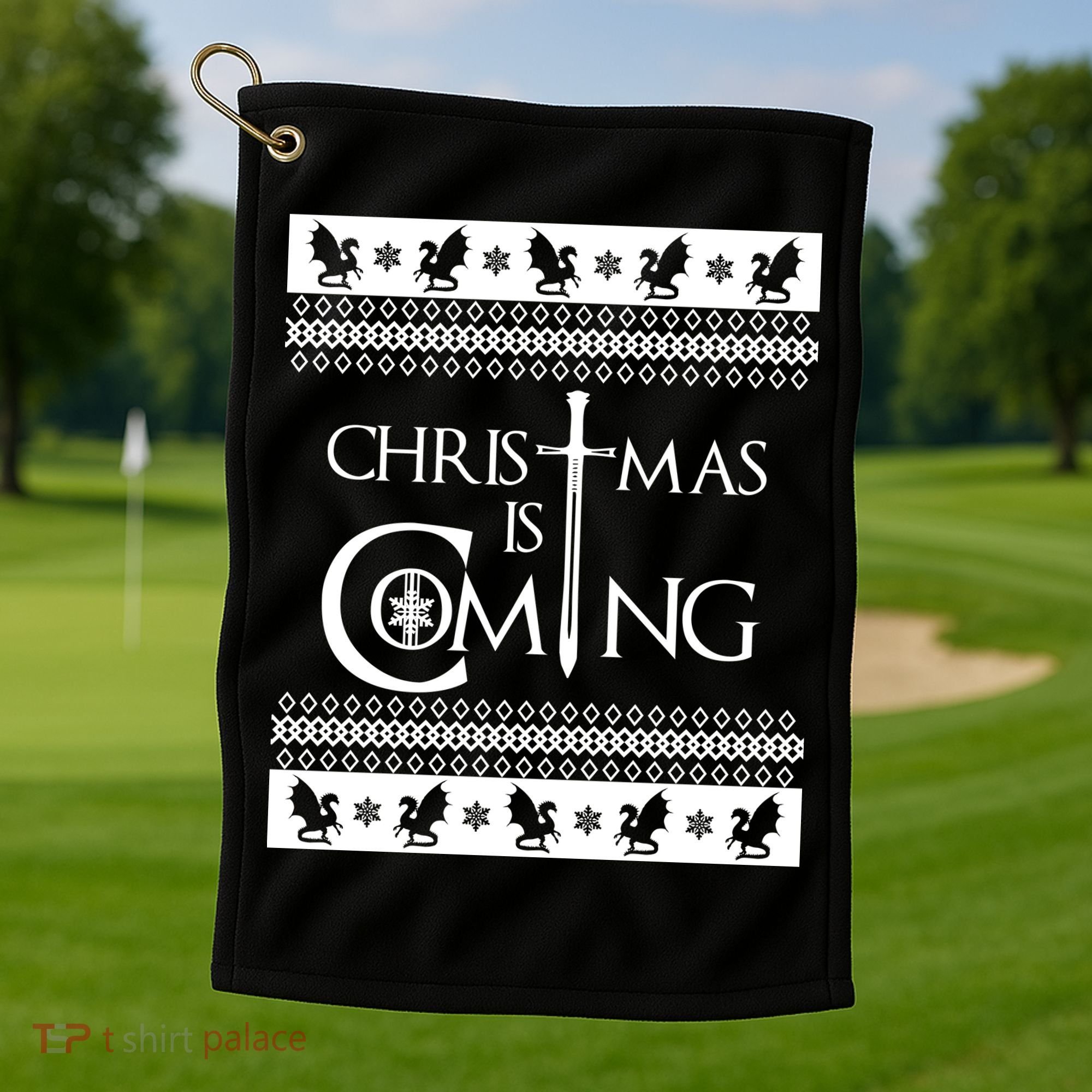Christmas Is Coming Ugly Golf Towel