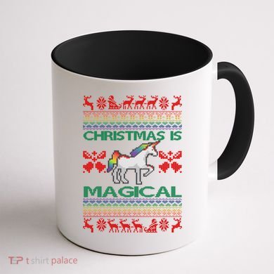 Christmas is Magical Unicorn Ugly Coffee Mug back
