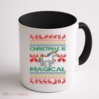Christmas is Magical Unicorn Ugly Coffee Mug thumb 1