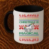 Christmas is Magical Unicorn Ugly Coffee Mug thumb 2