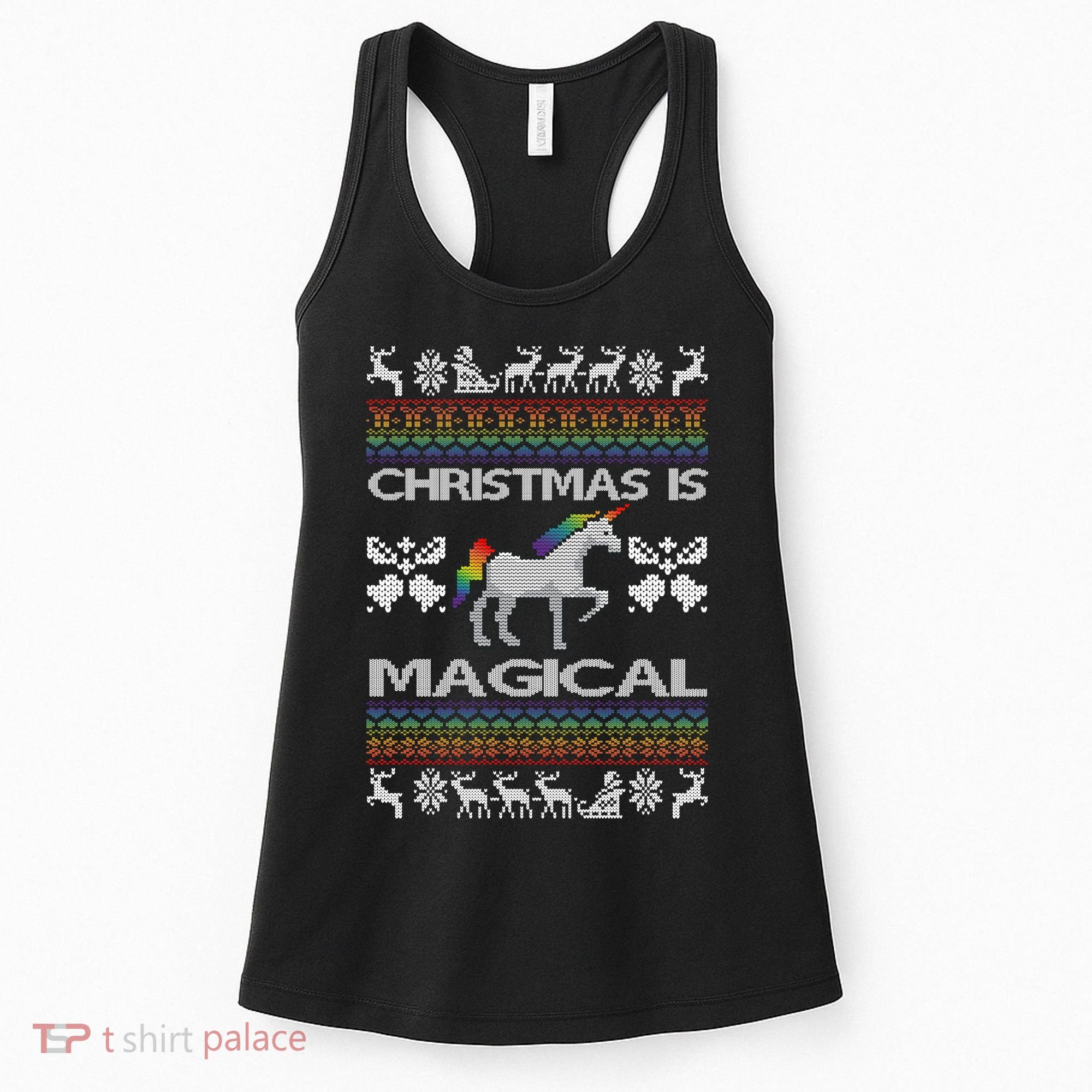 Christmas is Magical Unicorn Ugly Women's Tank Top