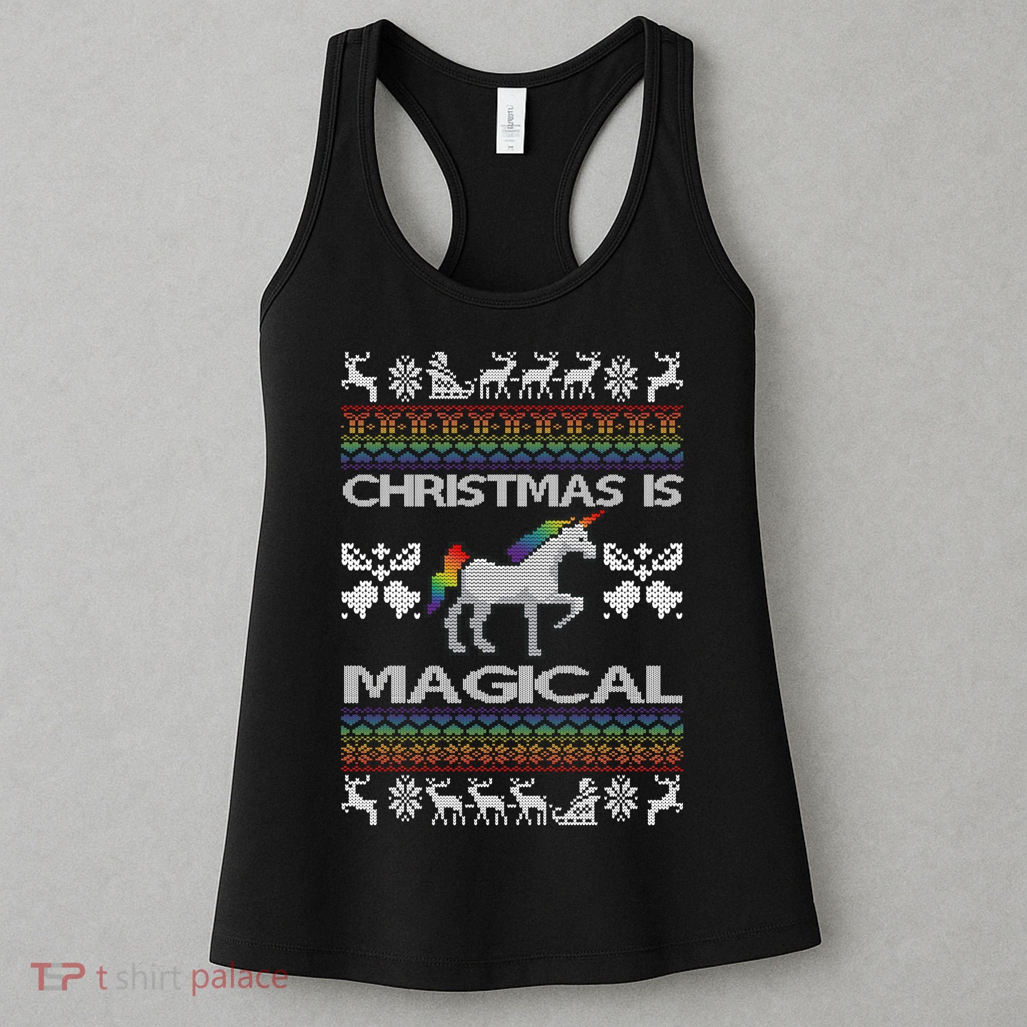 Christmas is Magical Unicorn Ugly Women's Tank Top