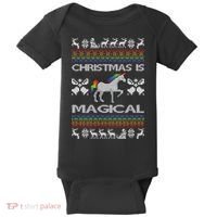Christmas is Magical Unicorn Ugly Baby Bodysuit thumb 0
