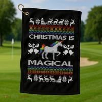 Christmas is Magical Unicorn Ugly Golf Towel thumb 1