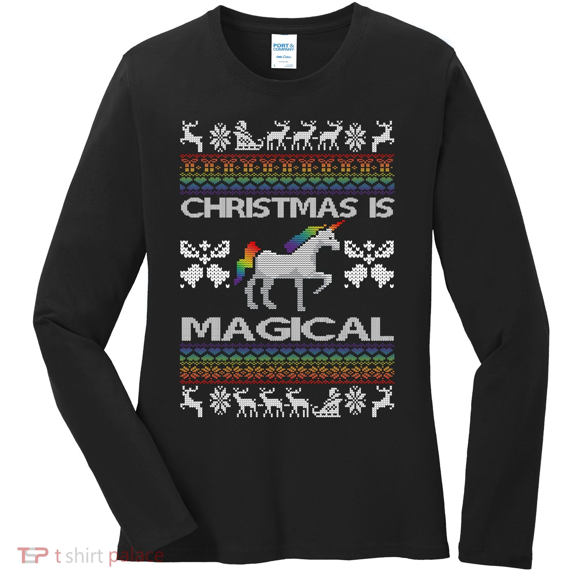 Christmas is Magical Unicorn Ugly Women's Long Sleeve Shirt
