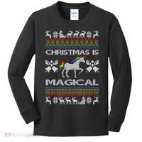 Christmas is Magical Unicorn Ugly Kids Long Sleeve Shirt thumb 0