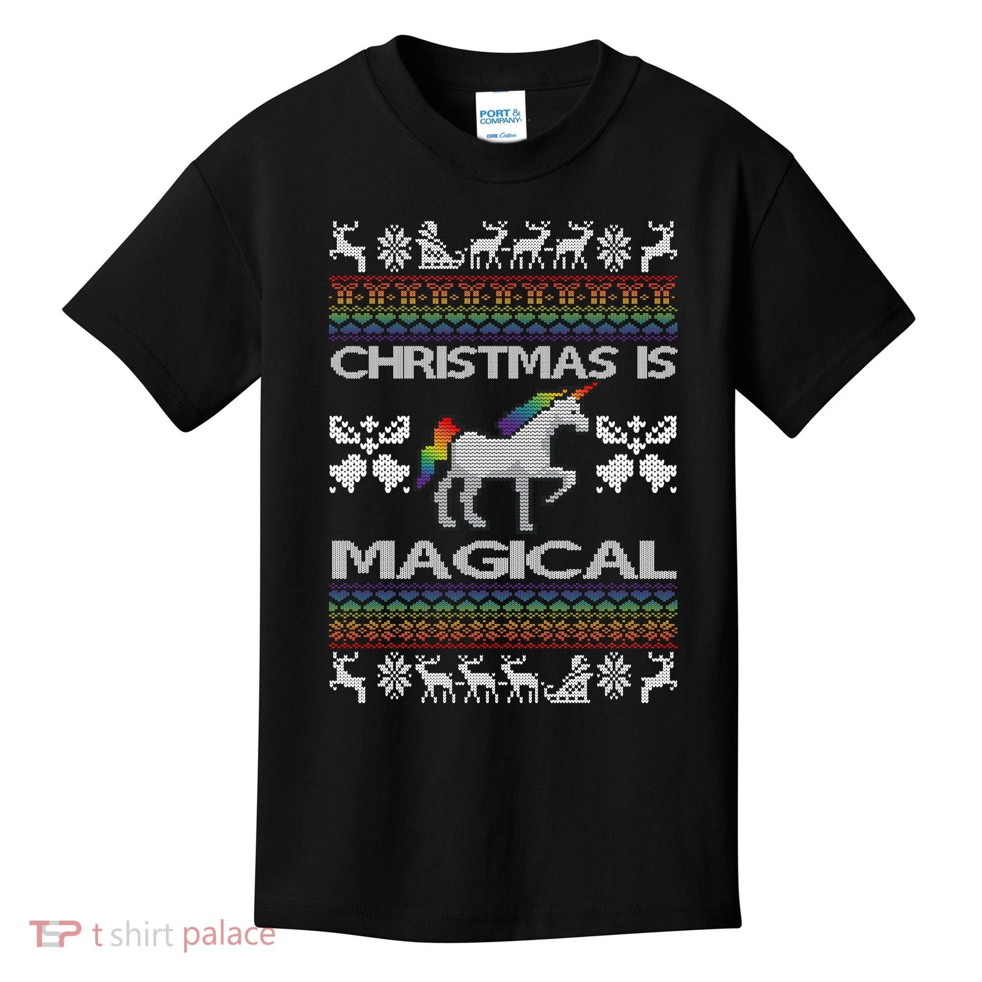 Christmas is Magical Unicorn Ugly Kids T-Shirt