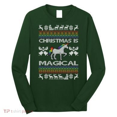 Christmas is Magical Unicorn Ugly Long Sleeve Shirt